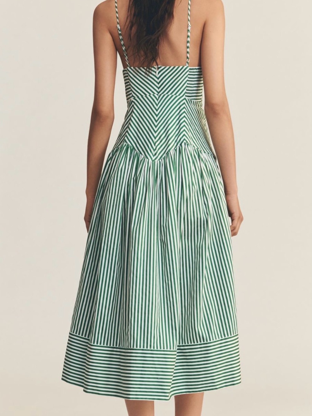 FARM Rio Striped Cotton V-Neck Drop-Waist Midi Dress - Picture 3 of 3